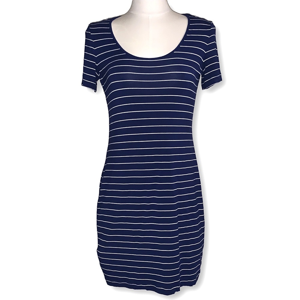 Calvin Klein Navy White Striped T Shirt Dress 8